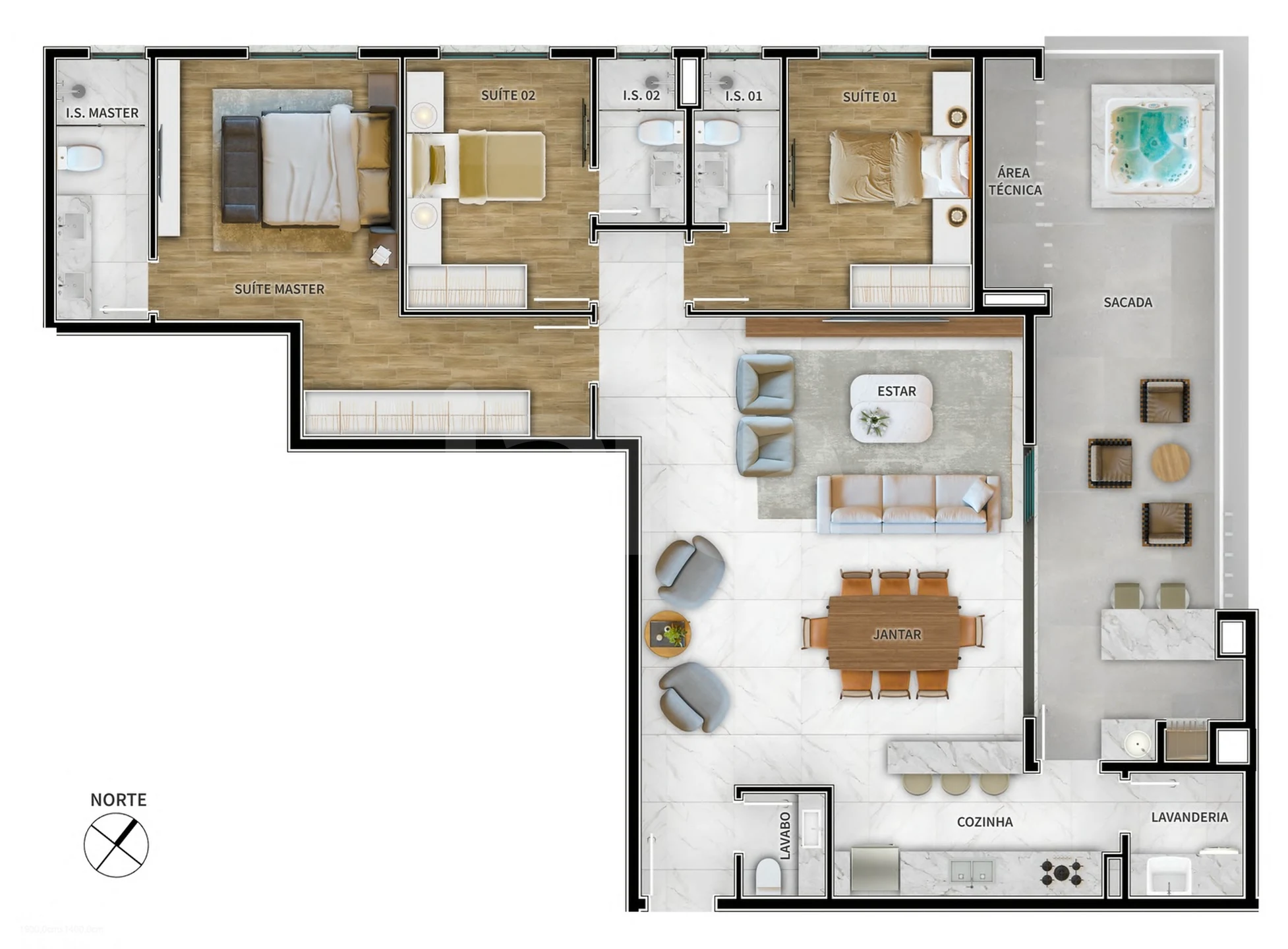 Planta — Apartamento 159,42 m²