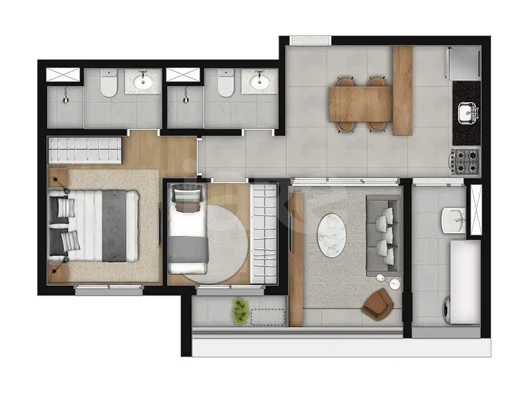 Planta — Apartamento 57,89 m²