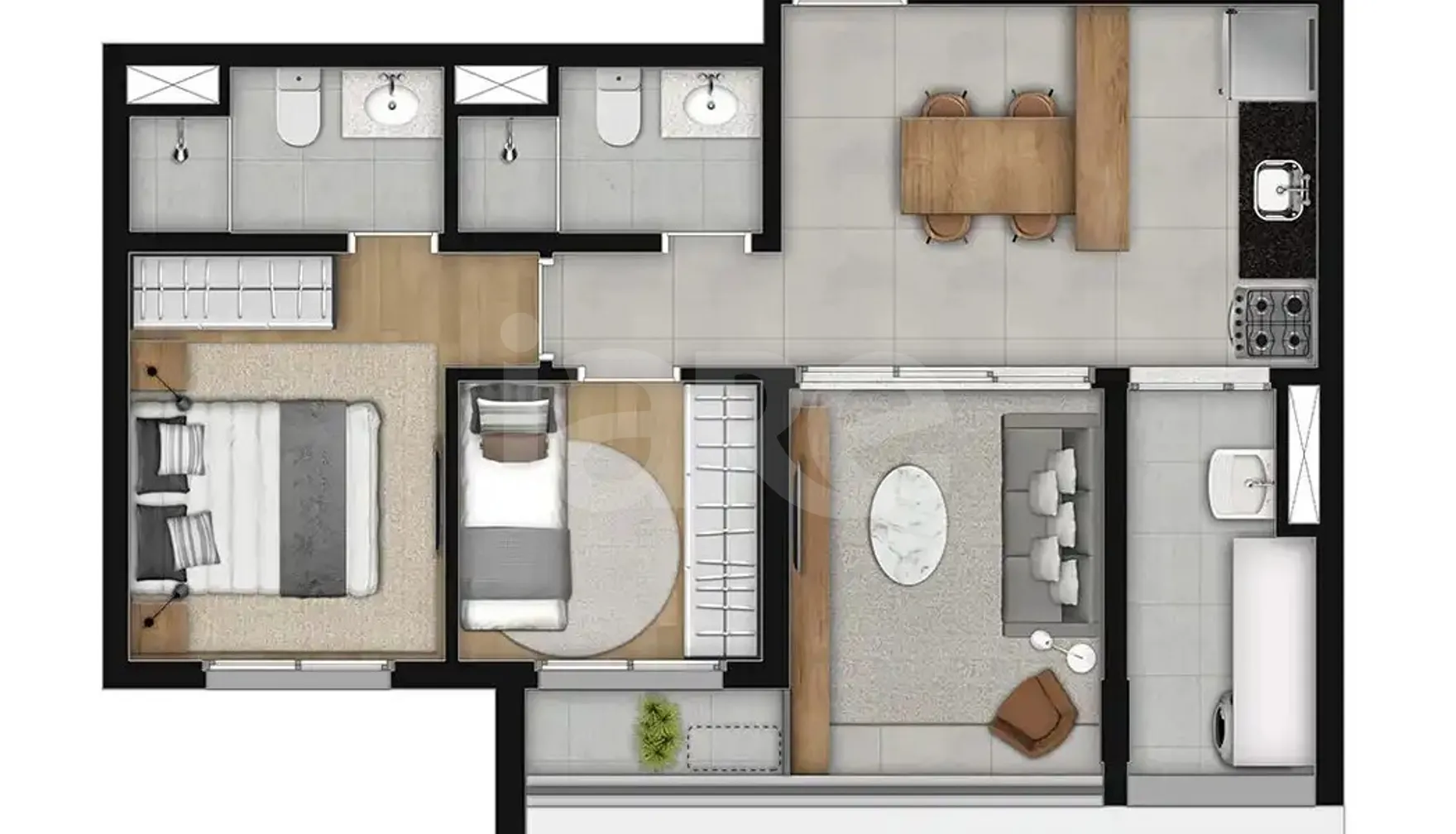 Planta — Apartamento 57,89 m²