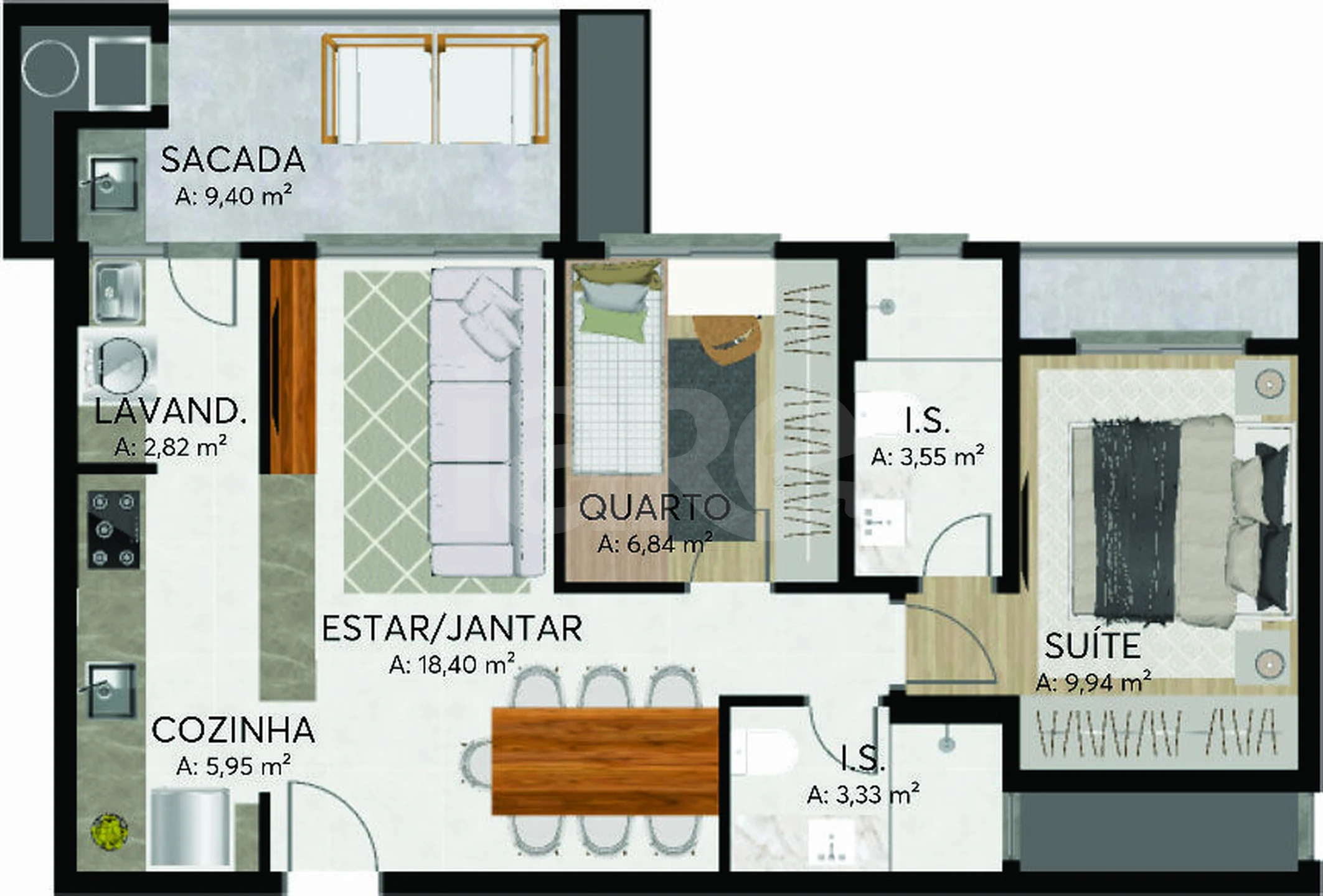Planta — Apartamento 69 m²