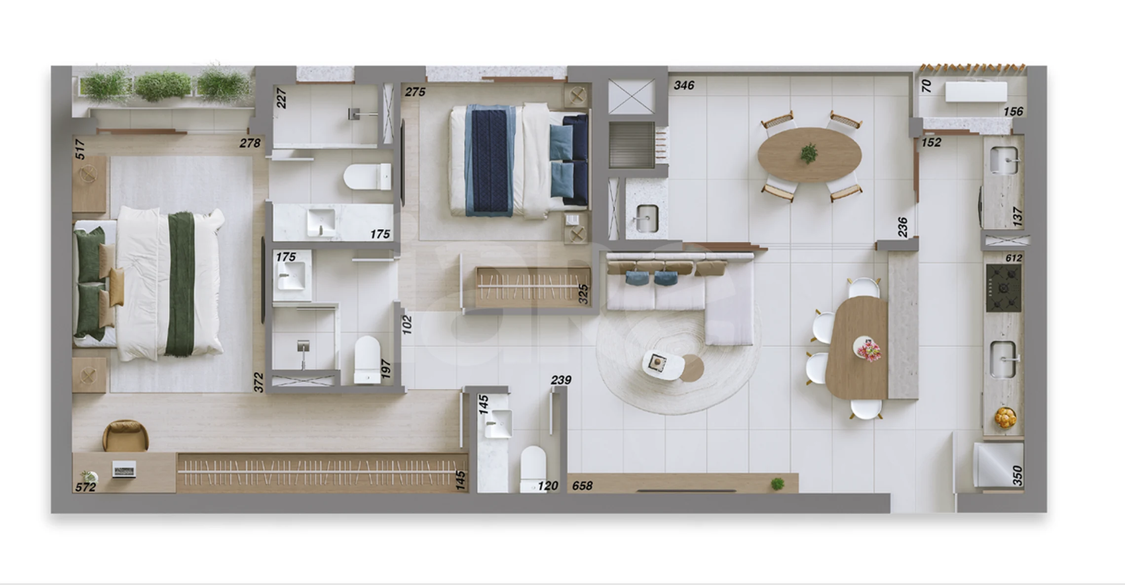 Planta — Apartamento 86,68 m²