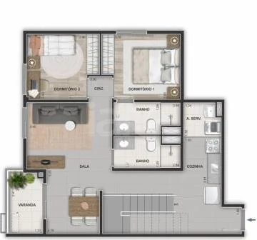 Planta — Cobertura Duplex 138 m² · 1º pavimento