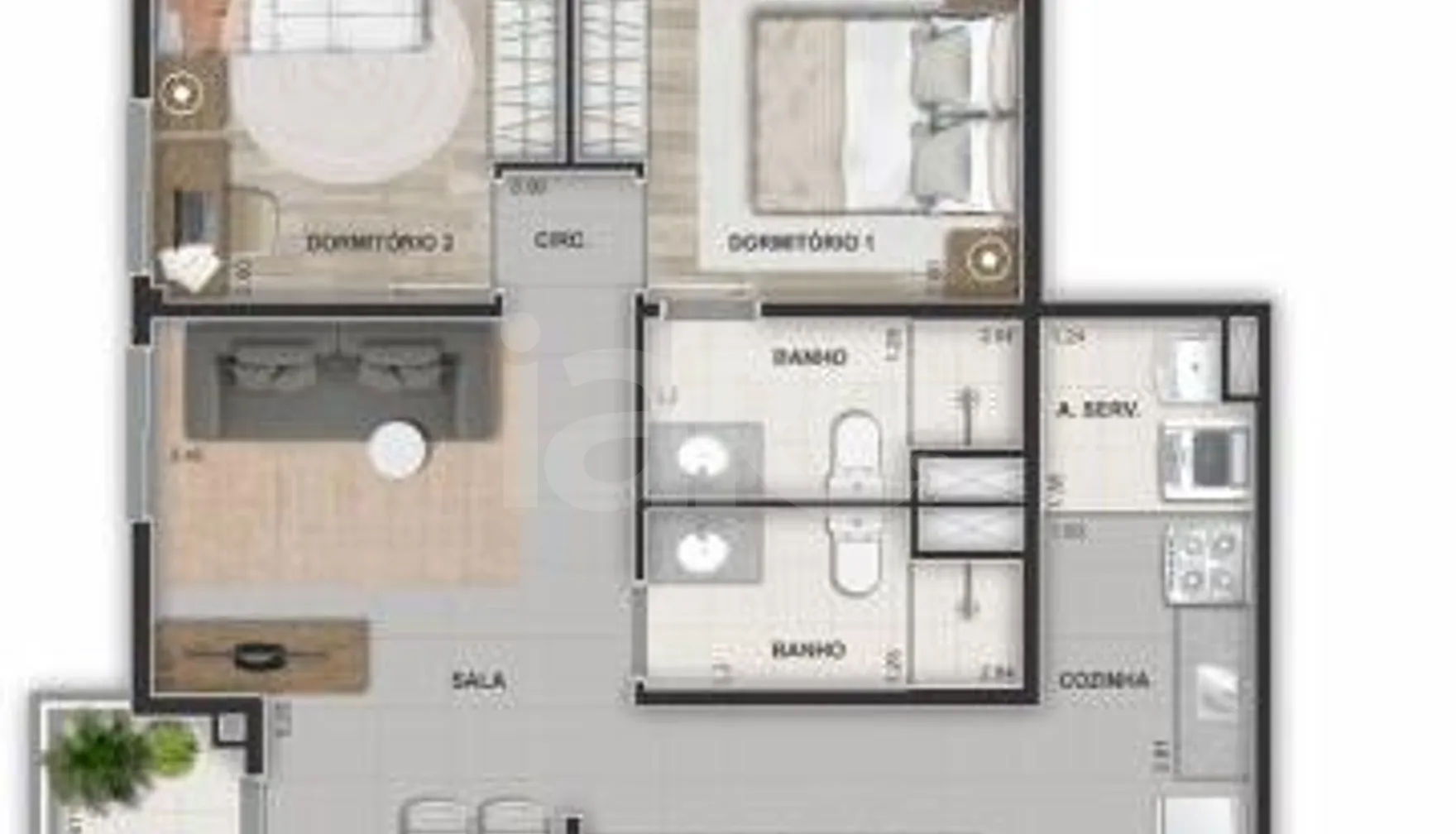 Planta — Cobertura Duplex 138 m²