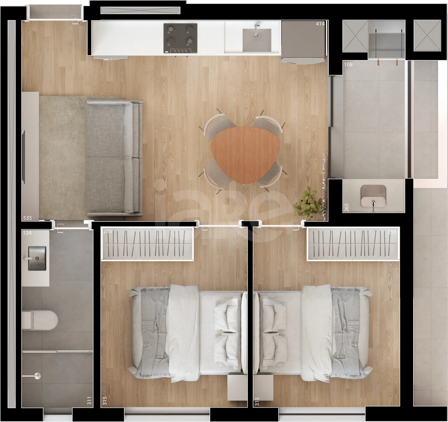 Planta — Apartamento 49,63 m²
