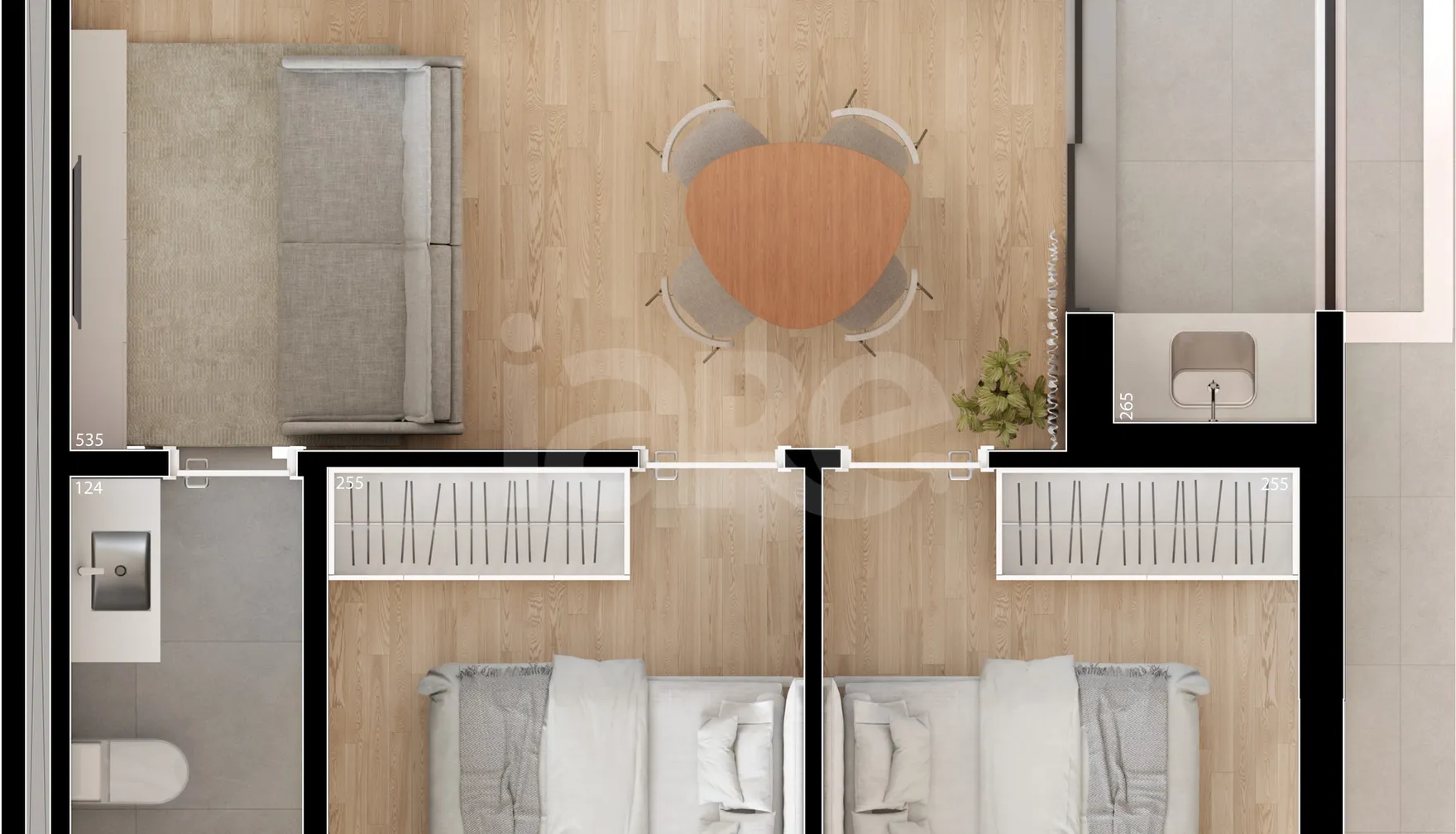 Planta — Apartamento 49,63 m²