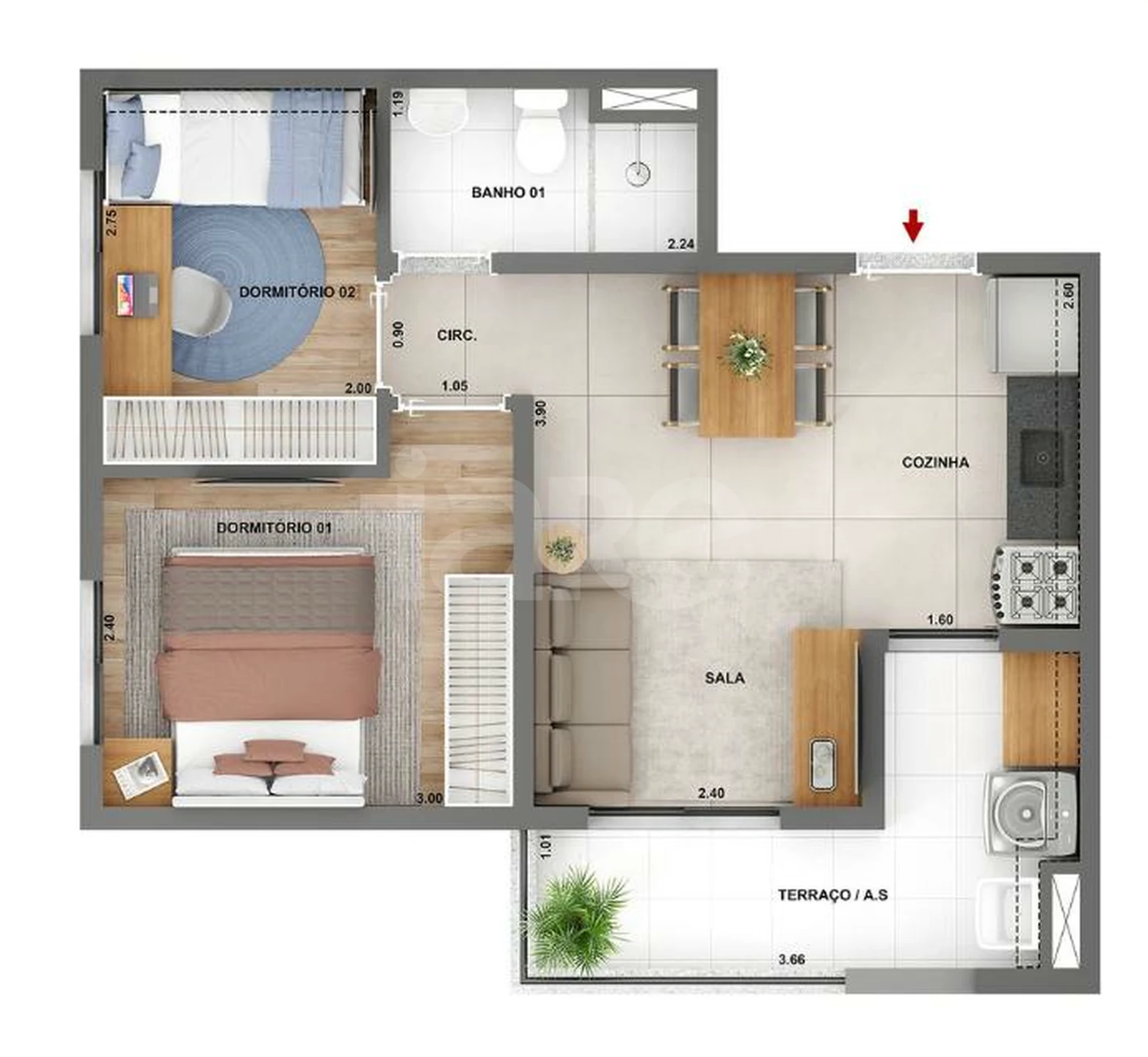 Planta — Apartamento 42 m²
