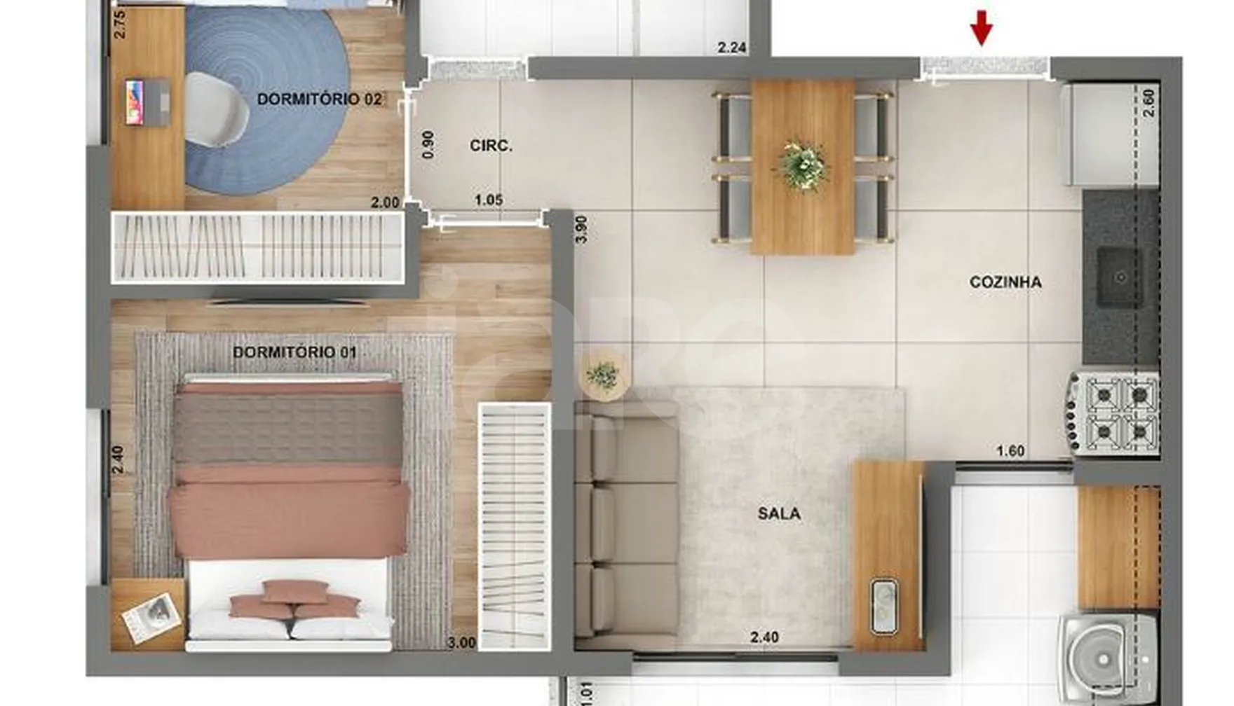 Planta — Apartamento 42 m²