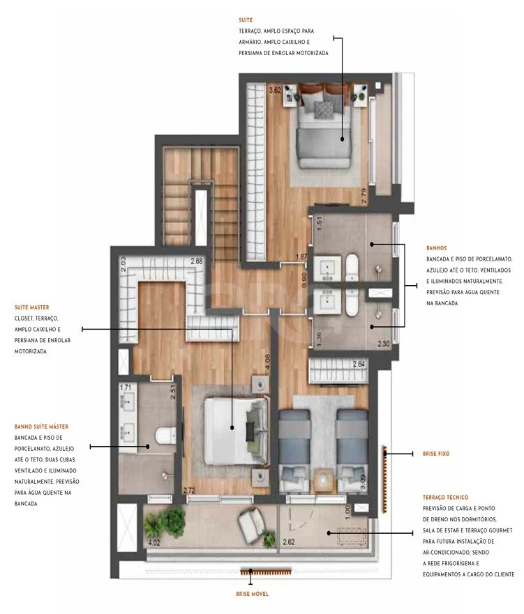 Planta — Apartamento 169,8 m²