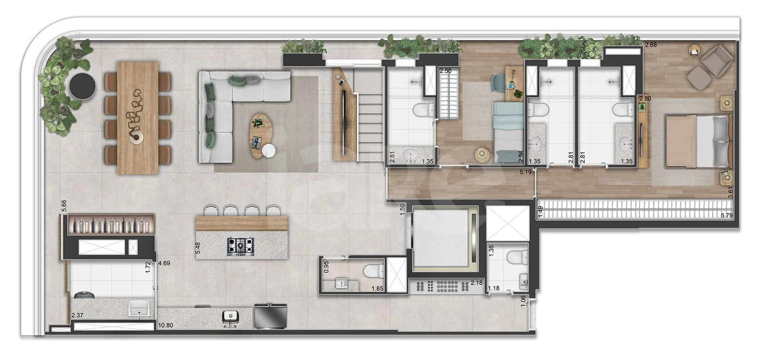 Planta — Cobertura Duplex 300,08 m²