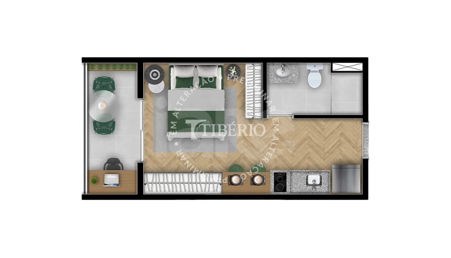 Planta — Studio 24,69 m²
