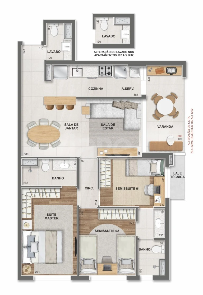Planta — Apartamento 88,36 m²