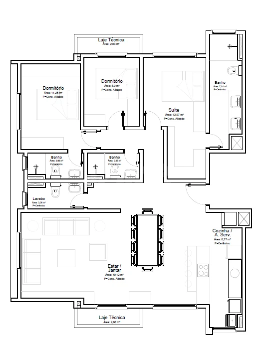 Planta — Apartamento 116,22 m²