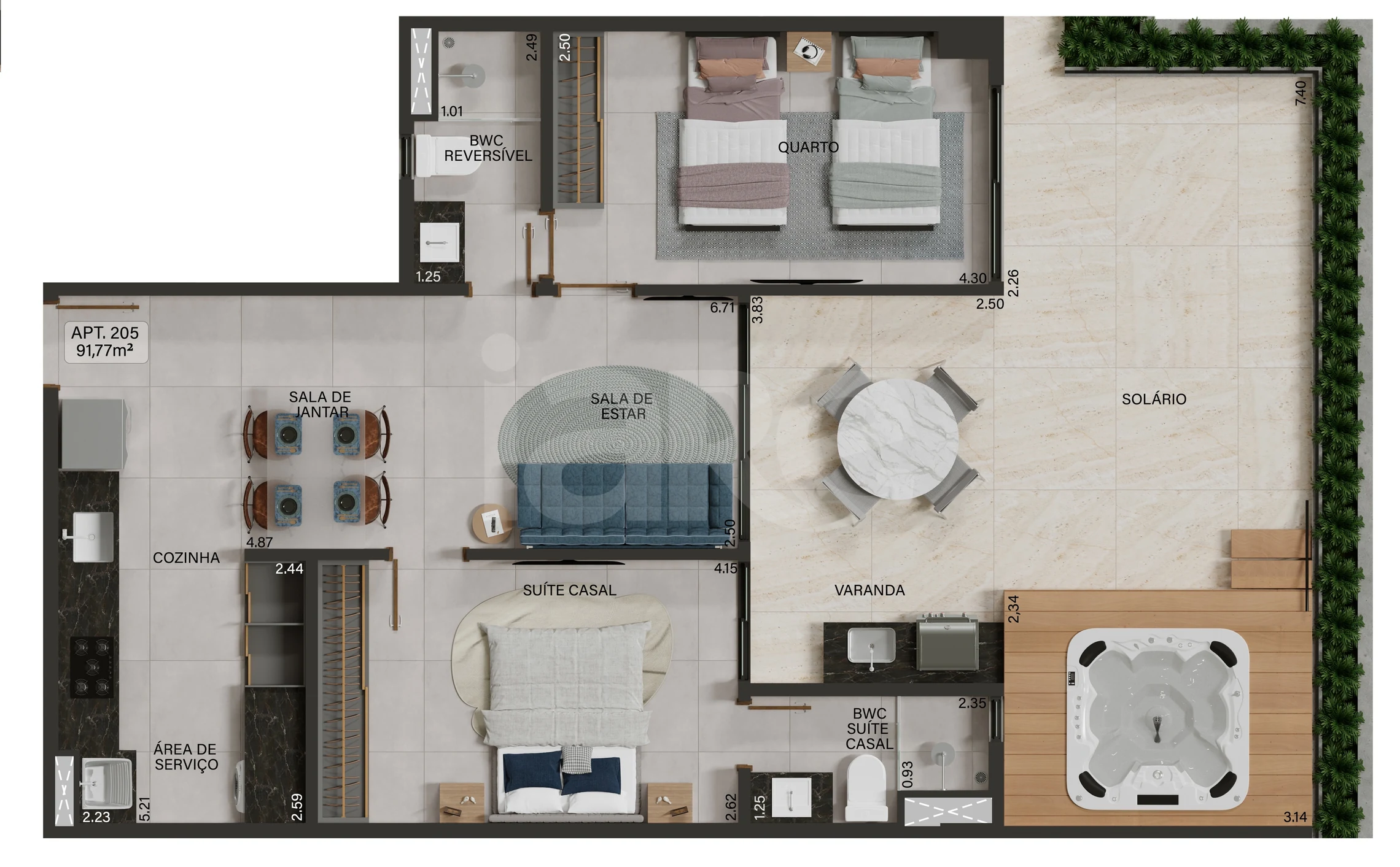 Planta — Garden 91,77 m²