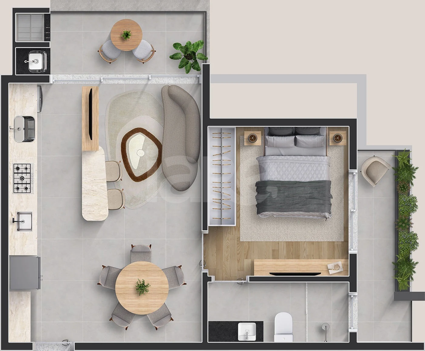 Planta — Apartamento 72,58 m²