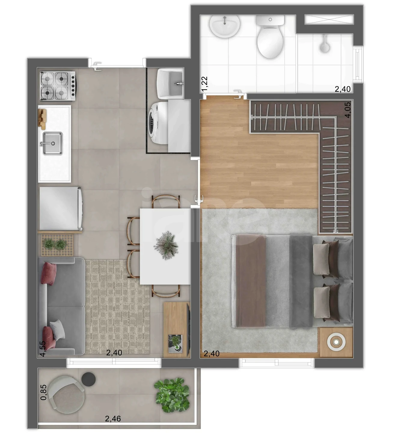 Planta — Apartamento 29,61 m²