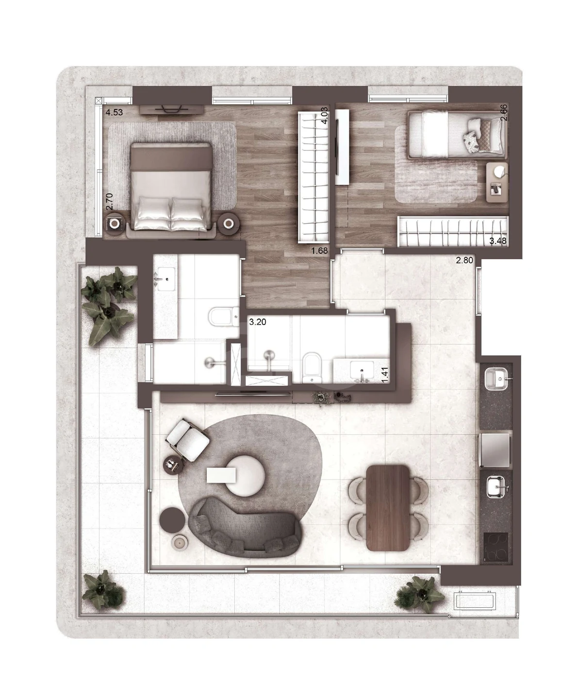Planta — Apartamento 91,73 m²