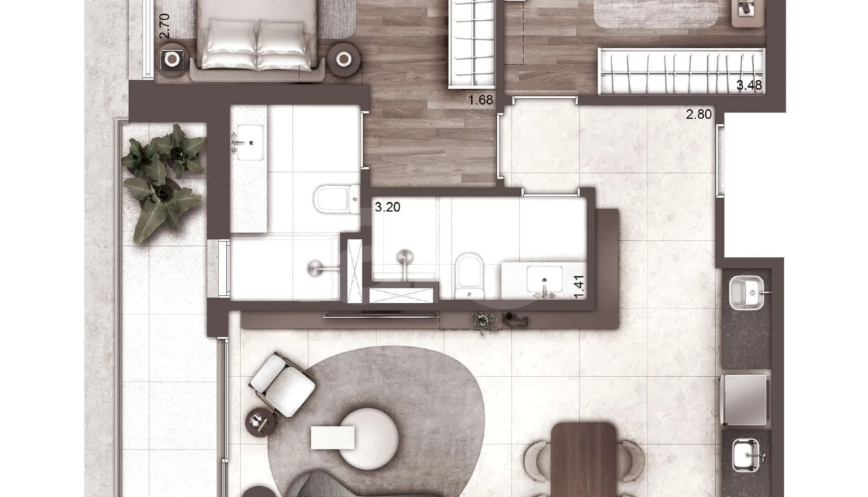 Planta — Apartamento 91,73 m²