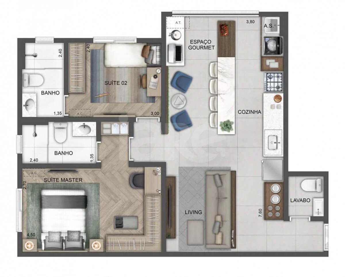 Planta — Garden 95,81 m²