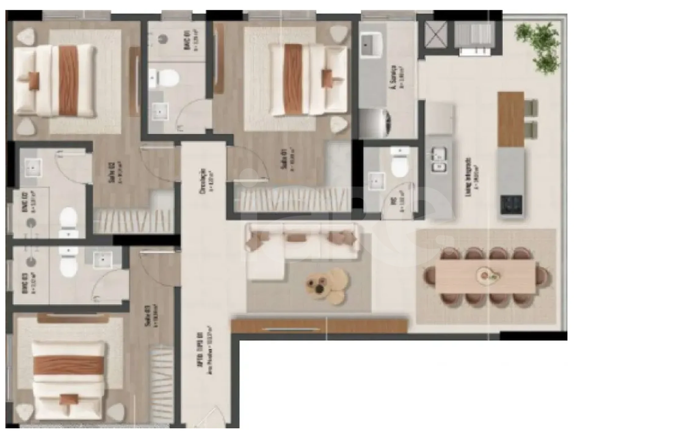 Planta — Apartamento 100 m²
