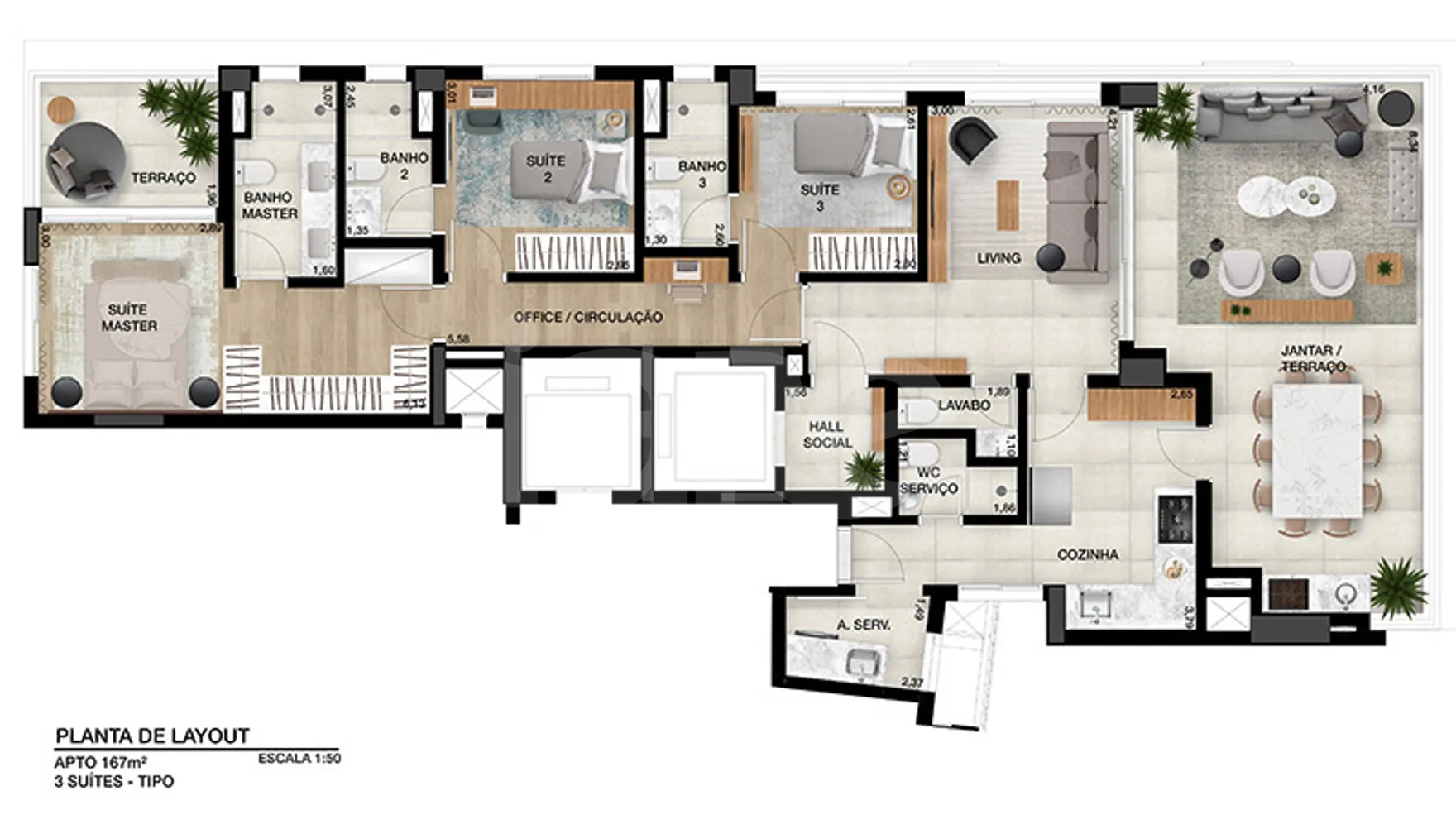 Planta — Apartamento 167,07 m²