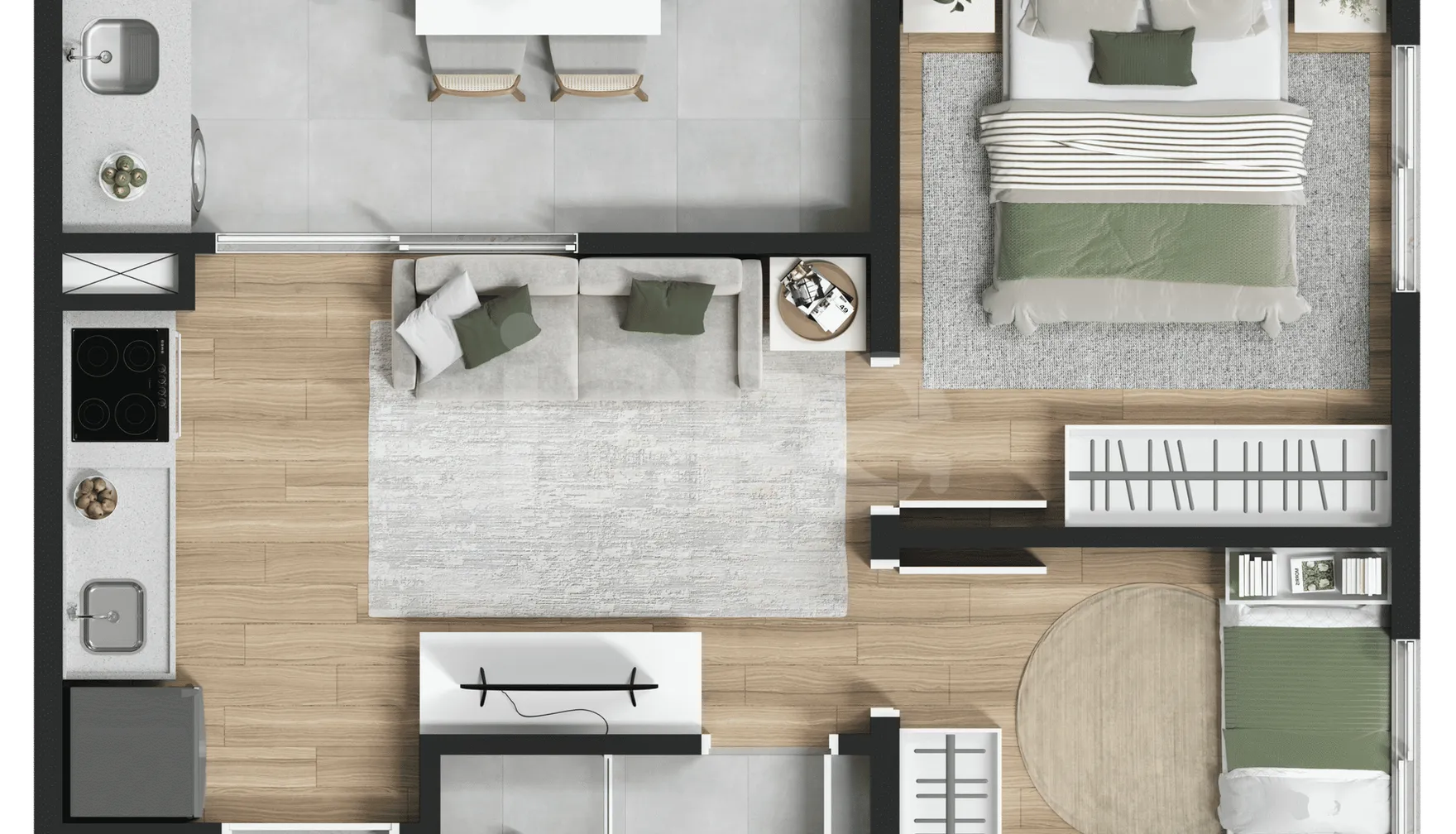 Planta — Apartamento 35,87 m²
