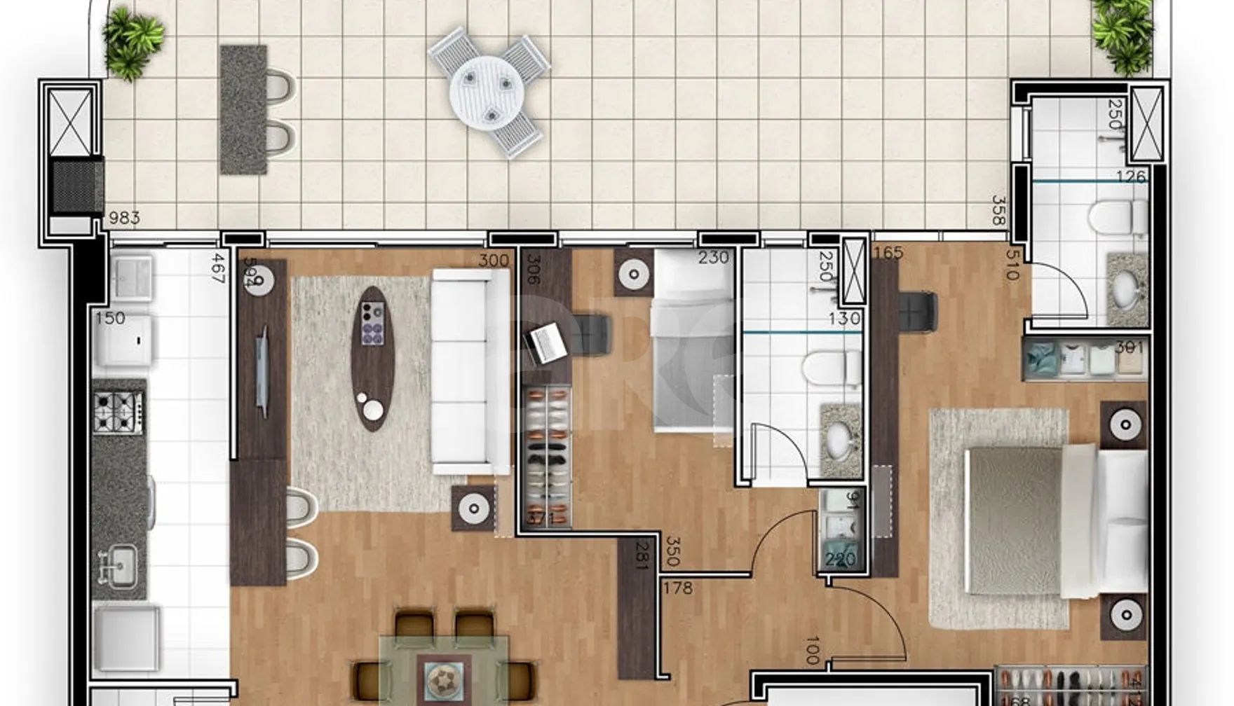 Planta — Cobertura Duplex 130,65 m²