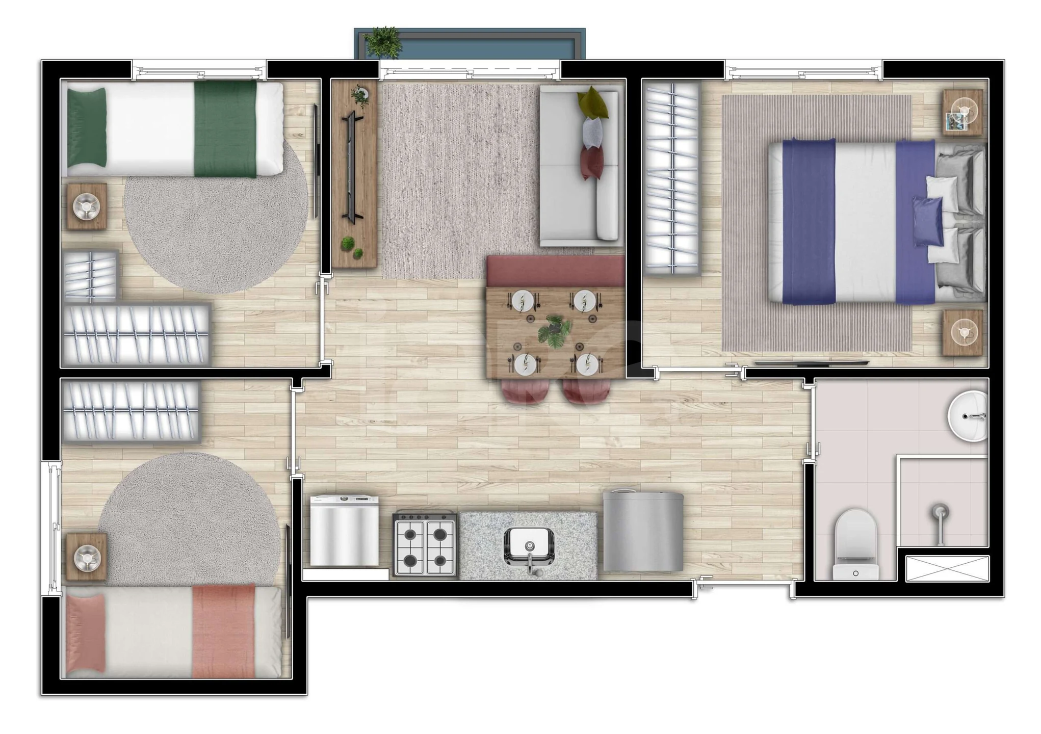 Planta — Apartamento 40,6 m²