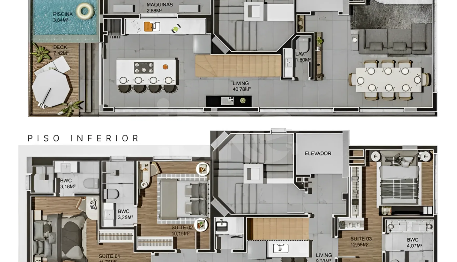 Planta — Cobertura Duplex 144,07 m²