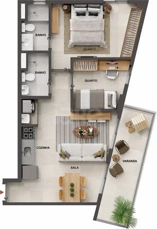 Planta — Apartamento 59,2 m²