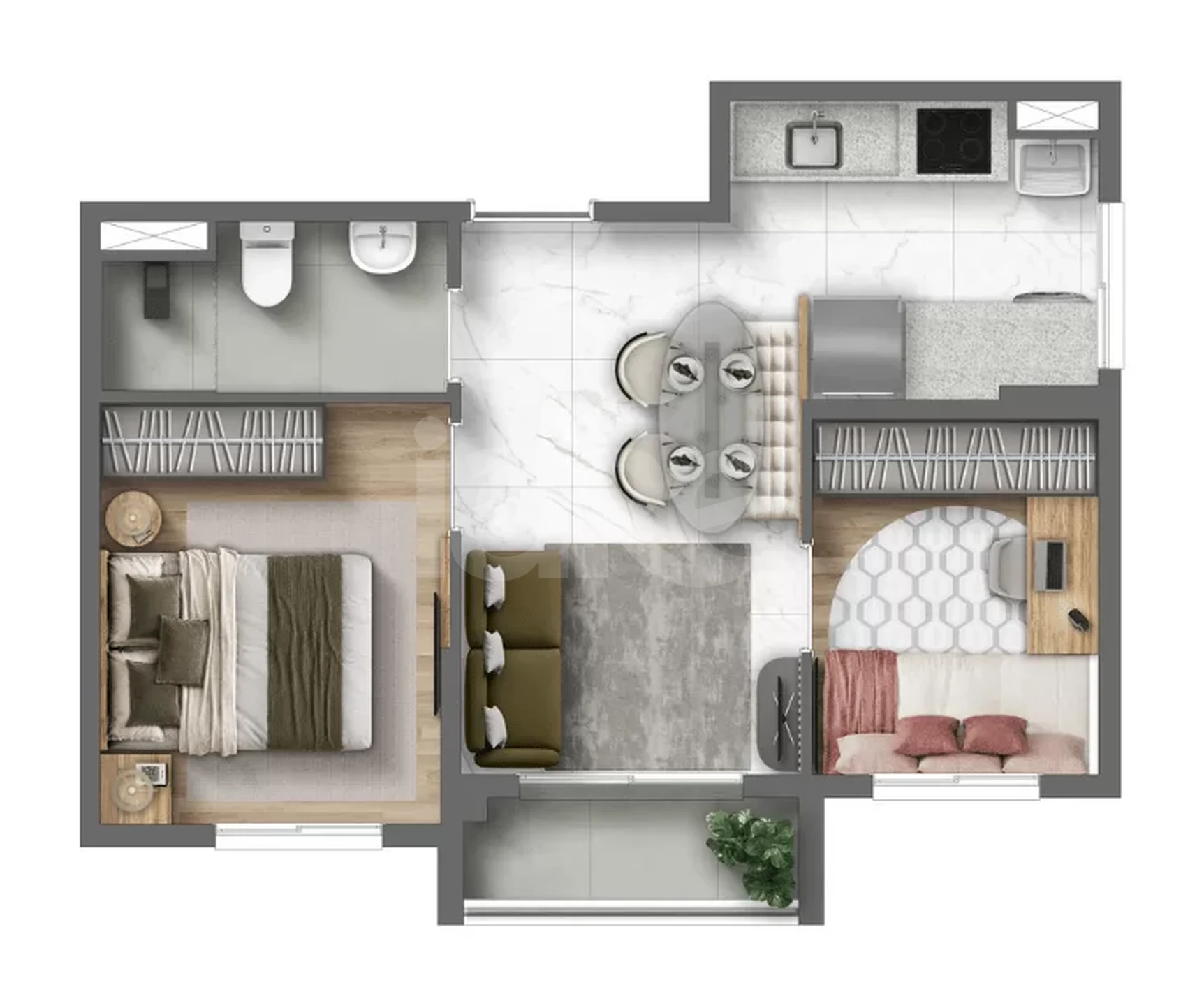Planta — Apartamento 35,04 m²