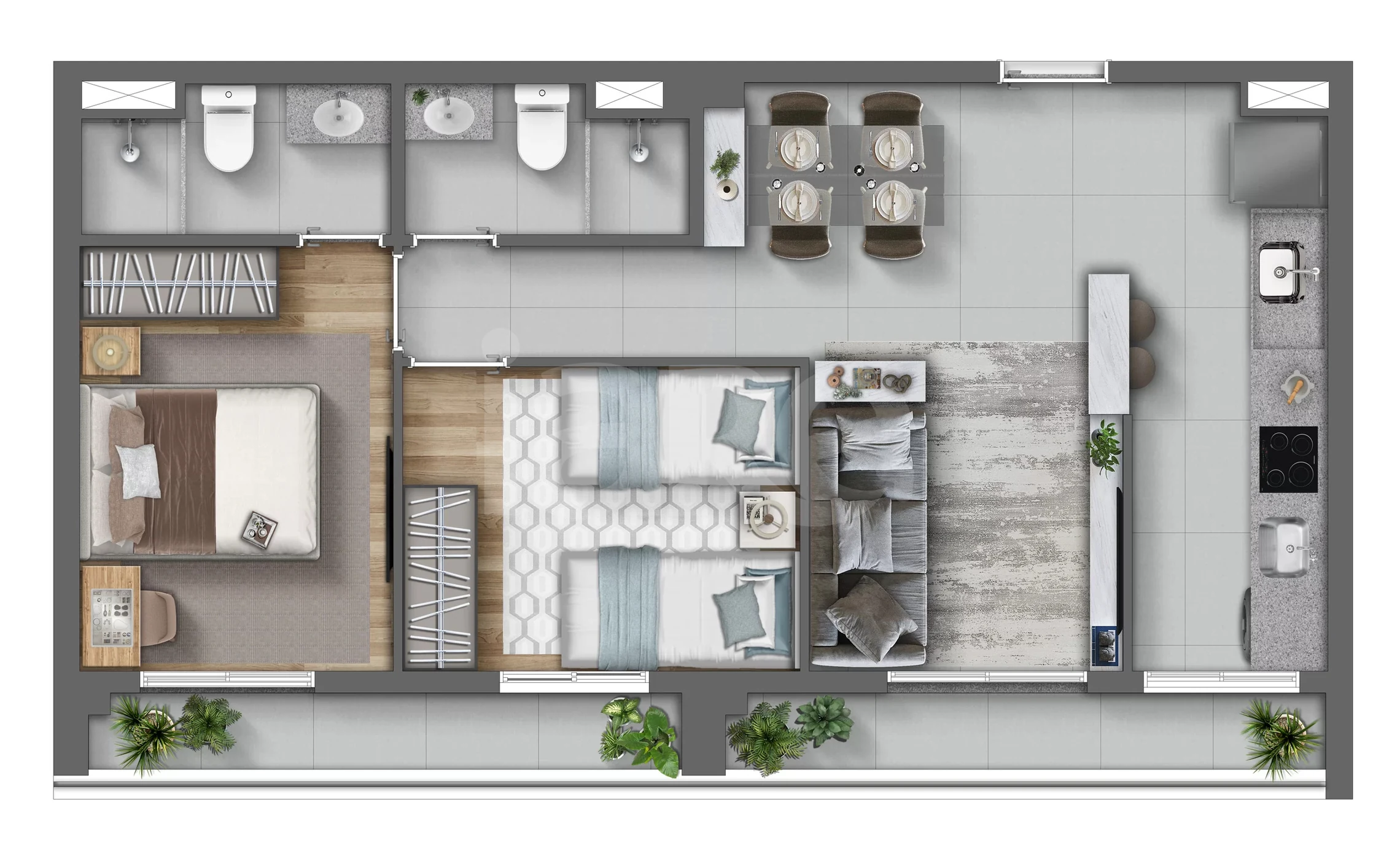 Planta — Apartamento 60 m²