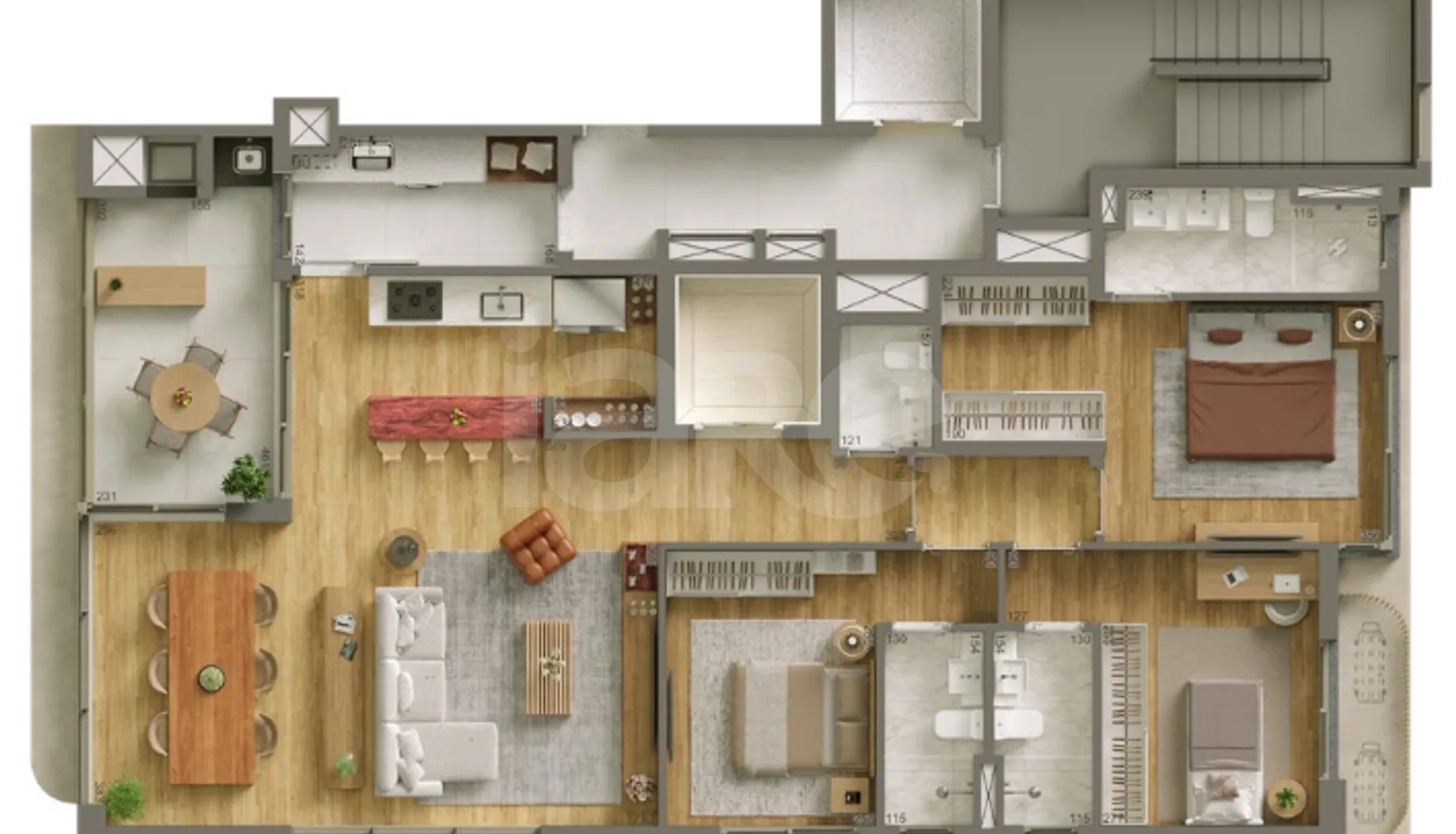 Planta — Apartamento 136,06 m²