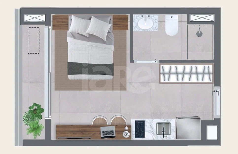 Planta — Studio 23,5 m²