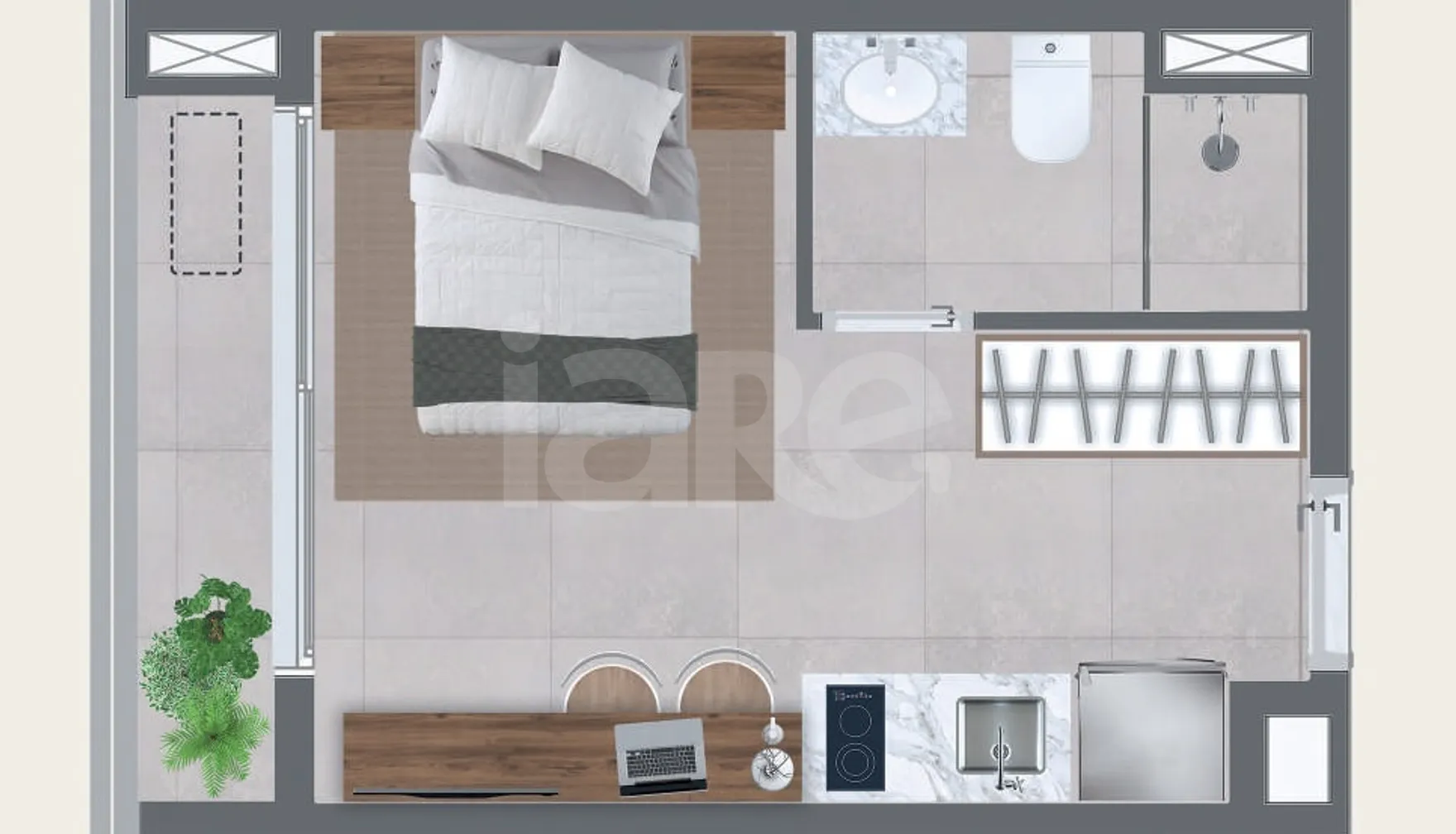 Planta — Studio 23,5 m²