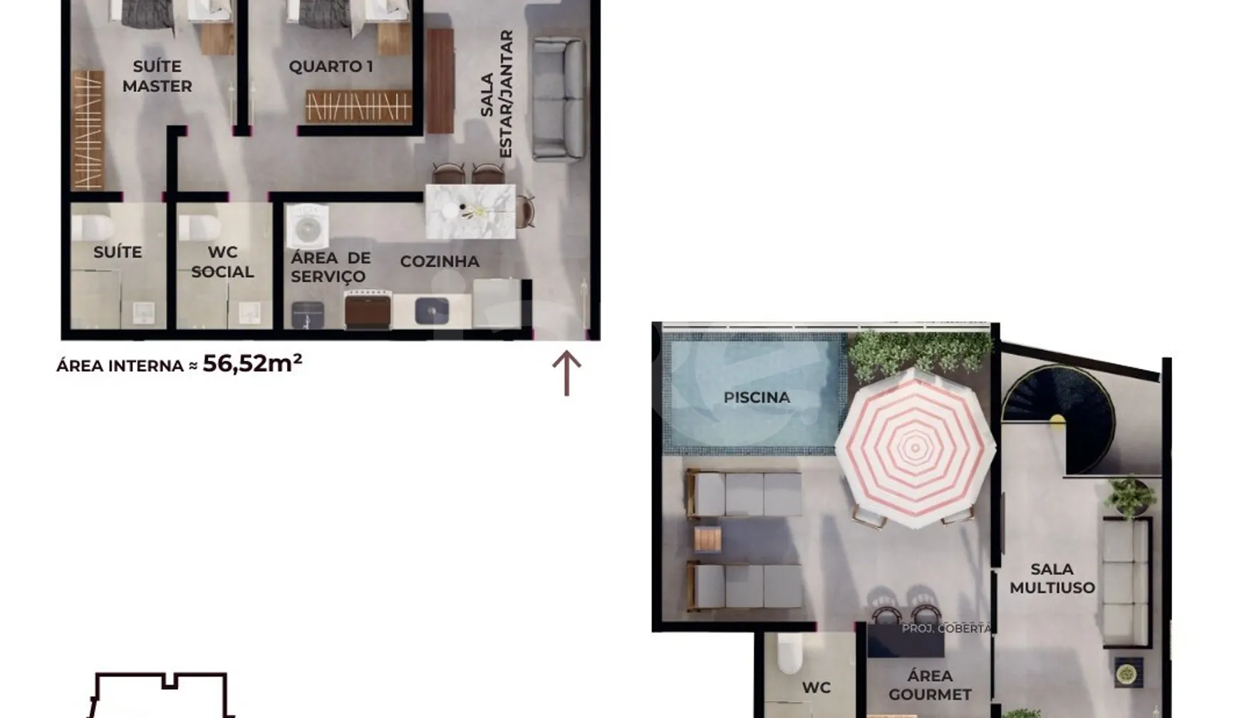 Planta — Cobertura Duplex 110,73 m²