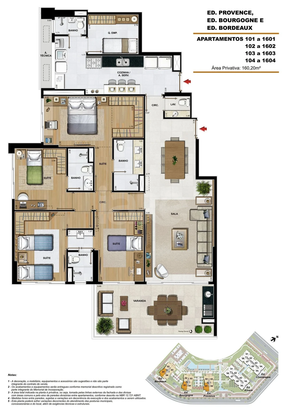 Planta — Apartamento 160,2 m²