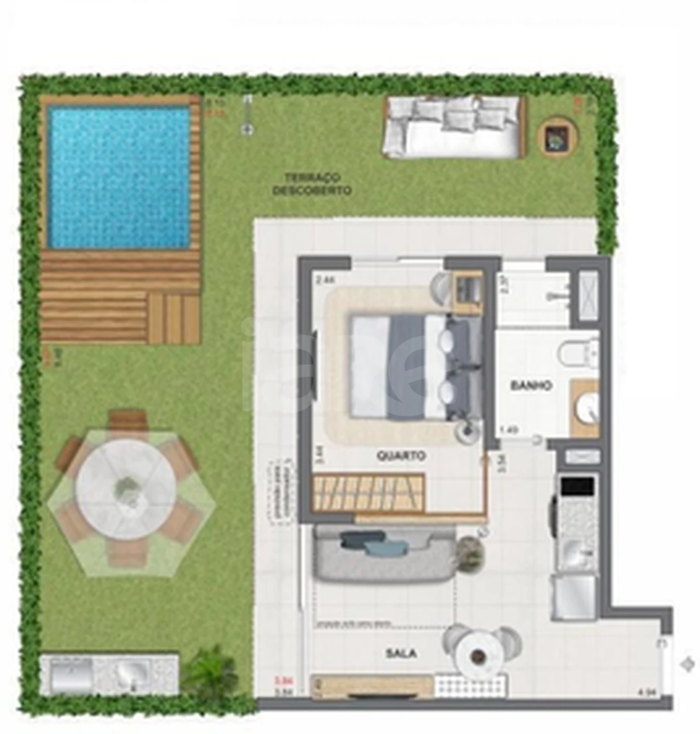 Planta — Garden 74,04 m² · 1º pavimento