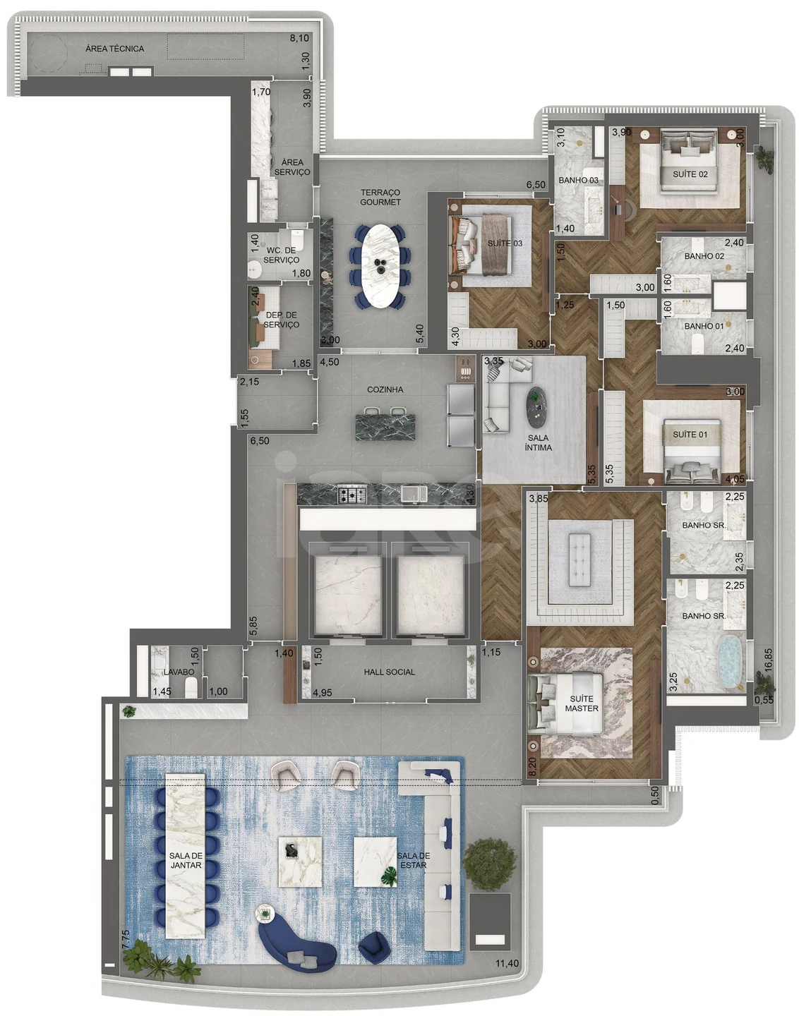 Planta — Apartamento 376 m²