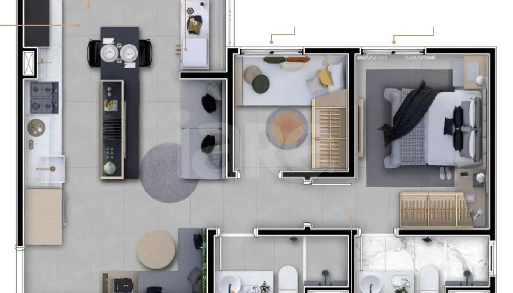 Planta — Apartamento 43,98 m²