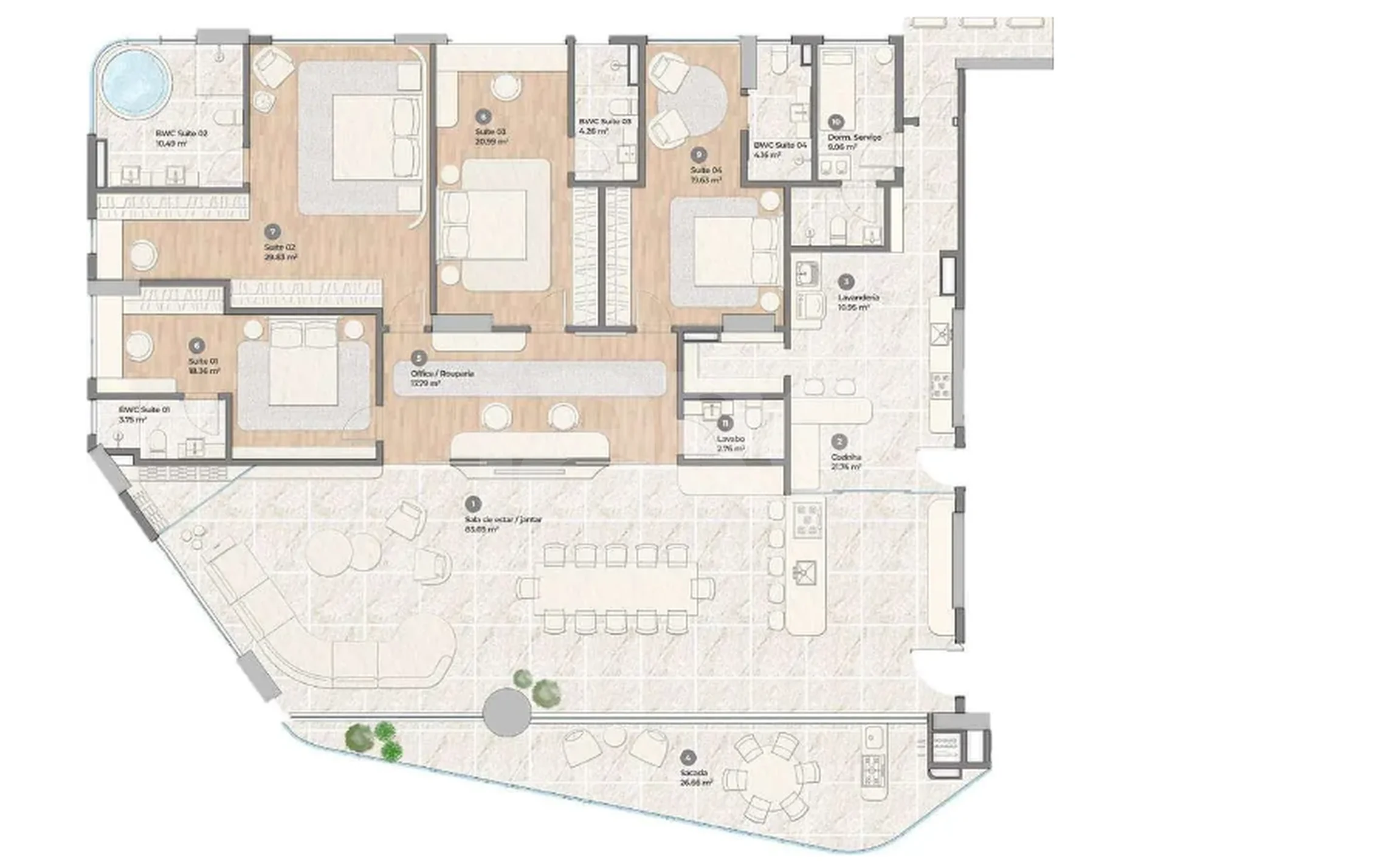 Planta — Apartamento 329,15 m²