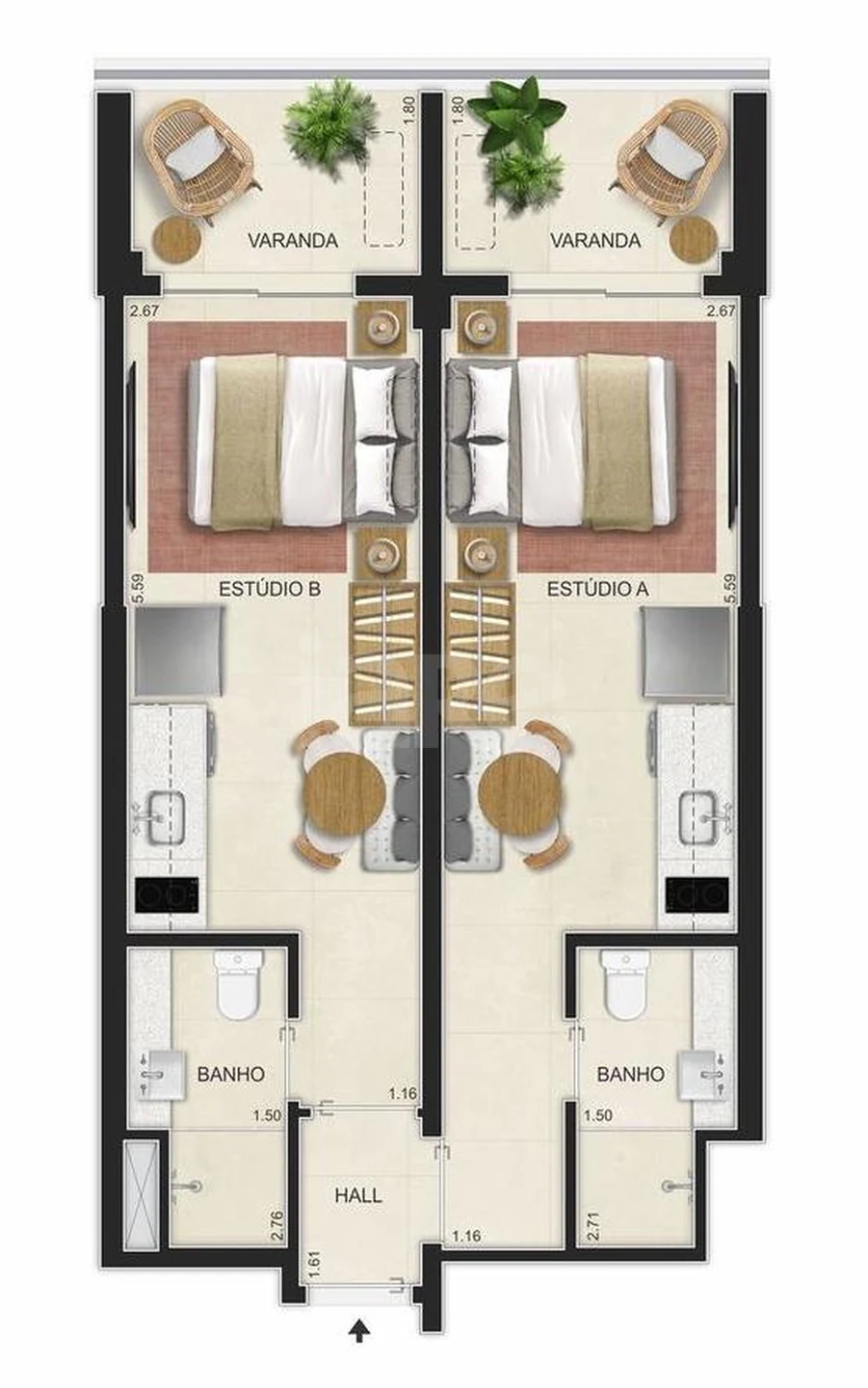Planta — Cobertura Horizontal 53,49 m²