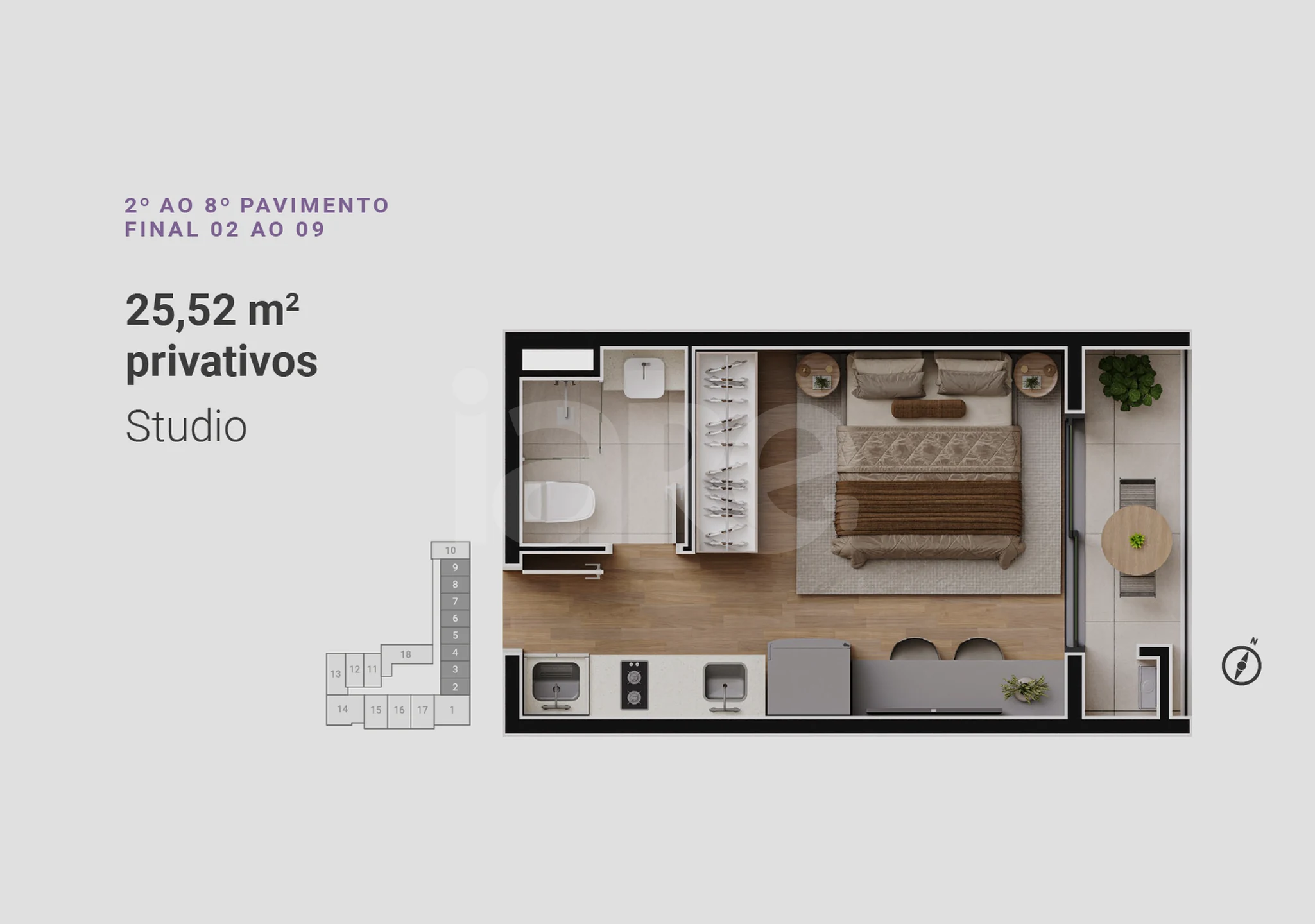 Planta — Studio 25,52 m²