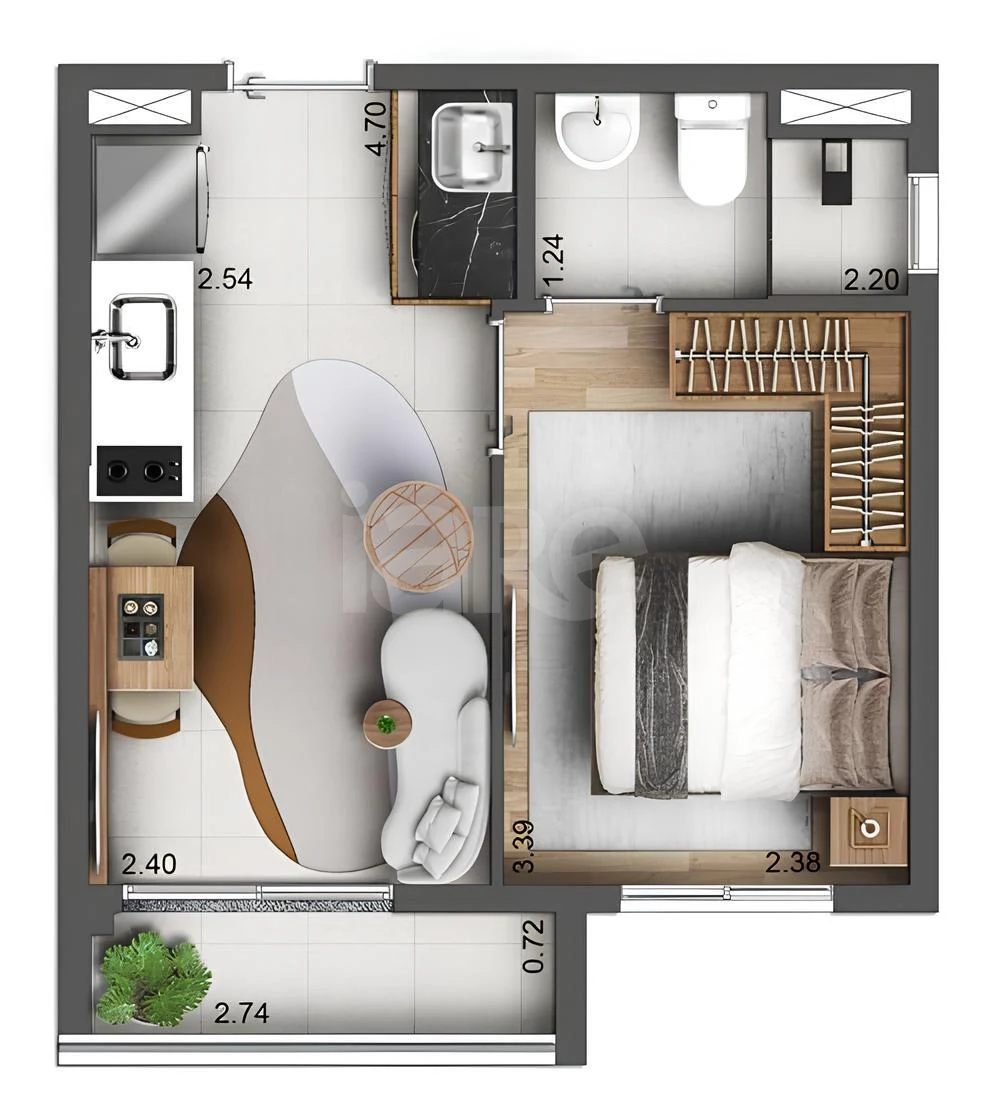 Planta — Apartamento 27,38 m²
