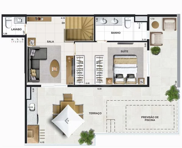 Planta — Cobertura Duplex 148,74 m²
