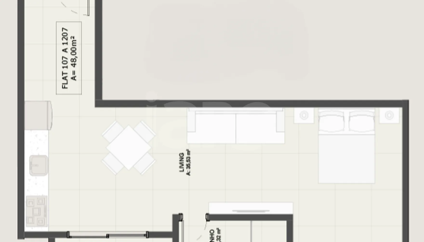 Planta — Studio 48 m²