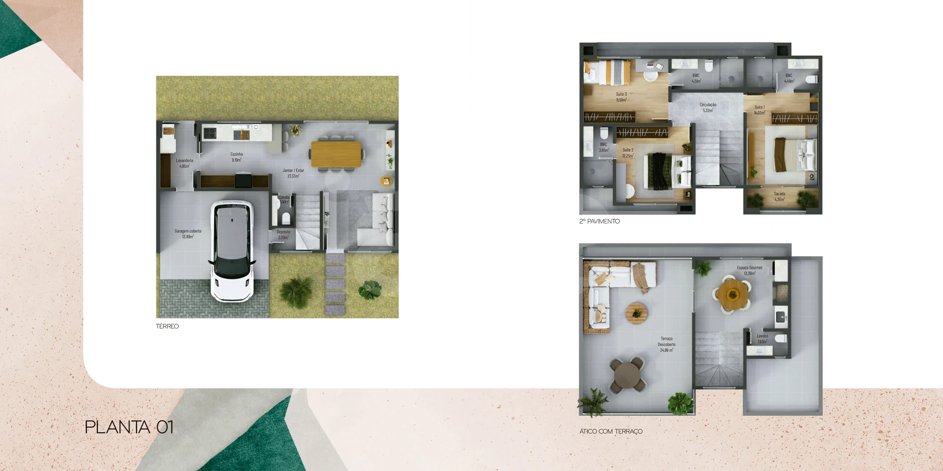Planta — Casa em Condomínio 167,13 m²