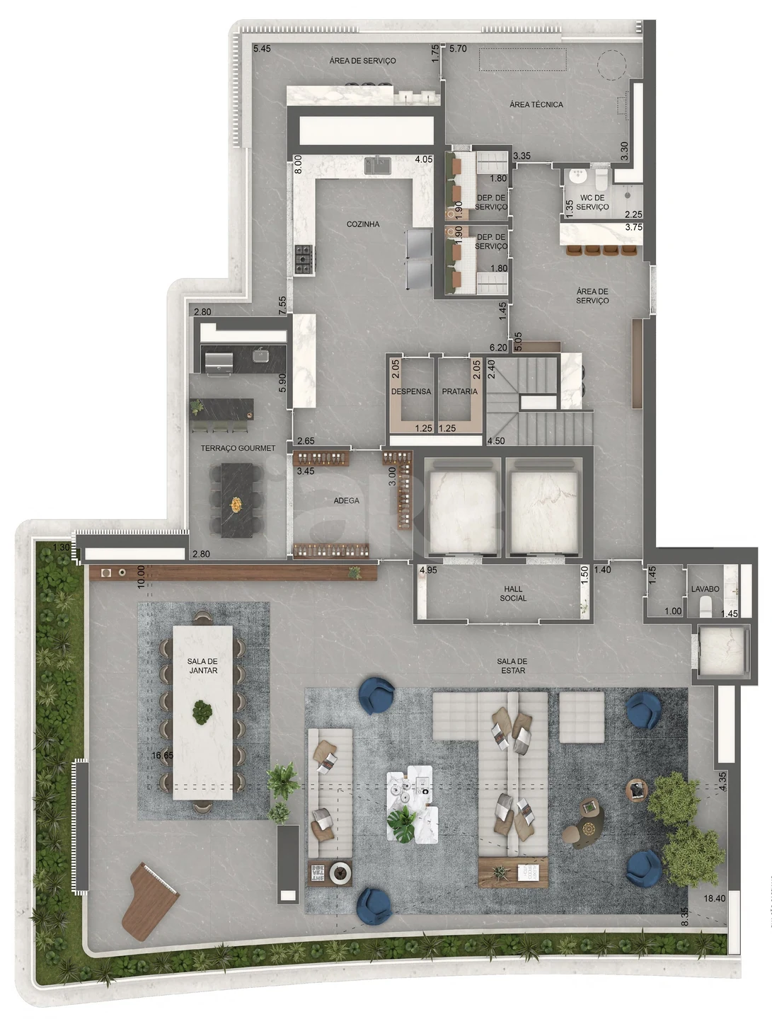 Planta — Cobertura Duplex 708 m²