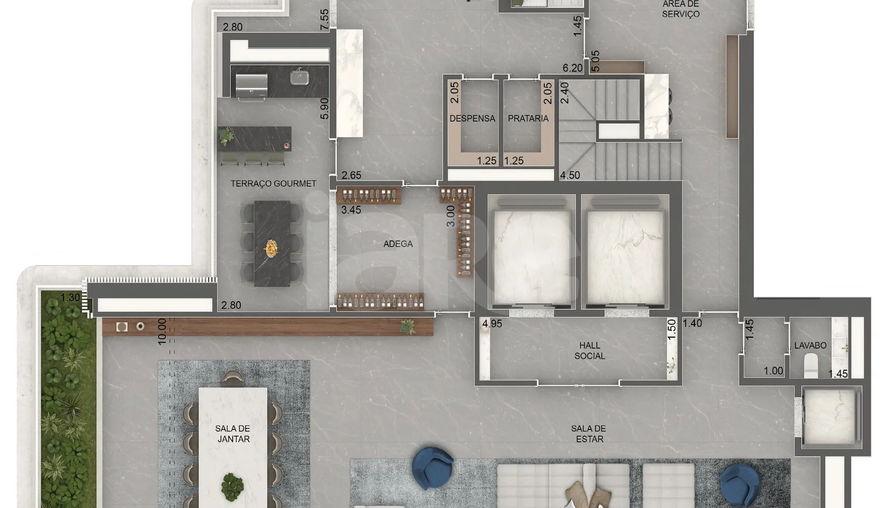 Planta — Cobertura Duplex 708 m²