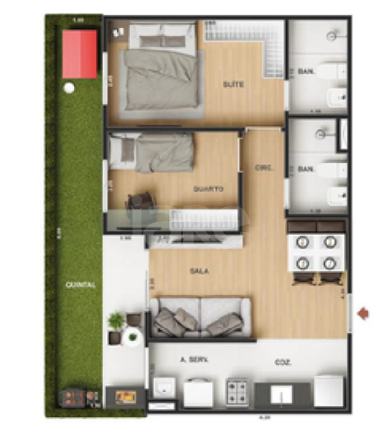 Planta — Garden 57,34 m²