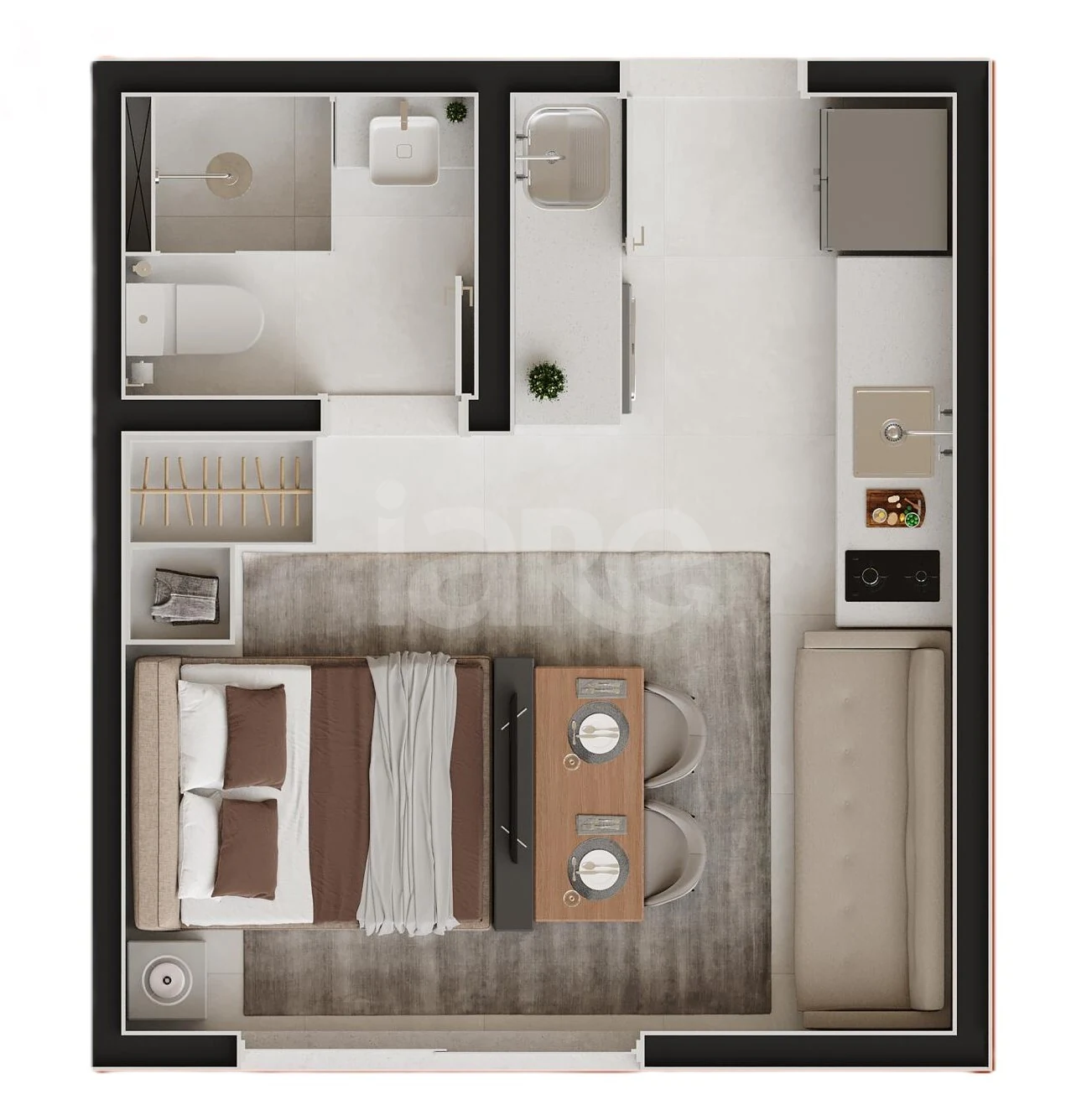 Planta — Studio 22,14 m²